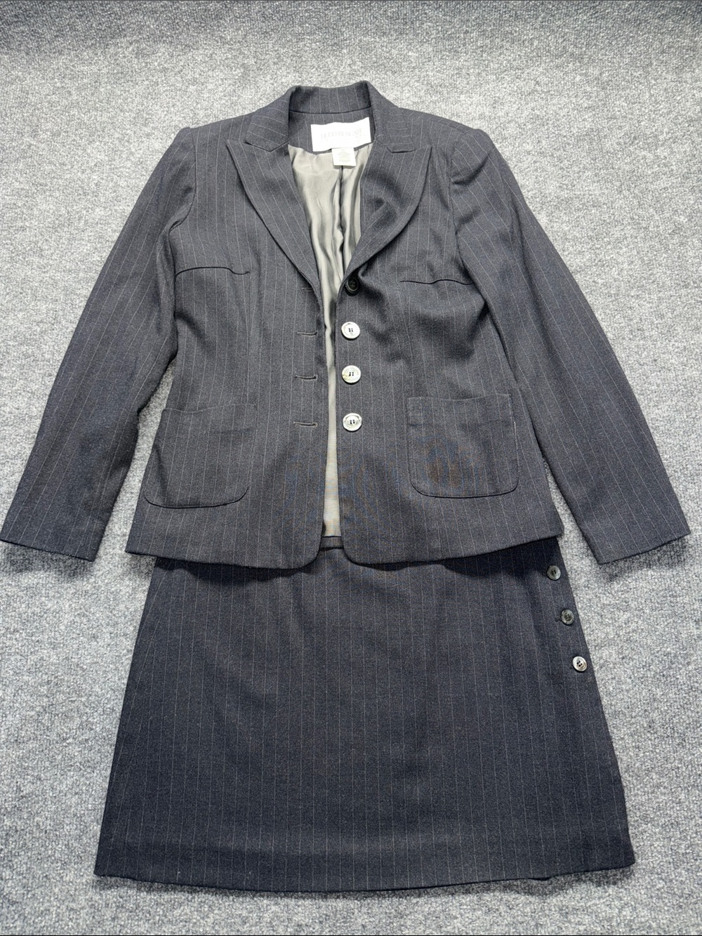 Vintage Hugo Buscati Charcoal Pinstripe Blazer & Skirt Set